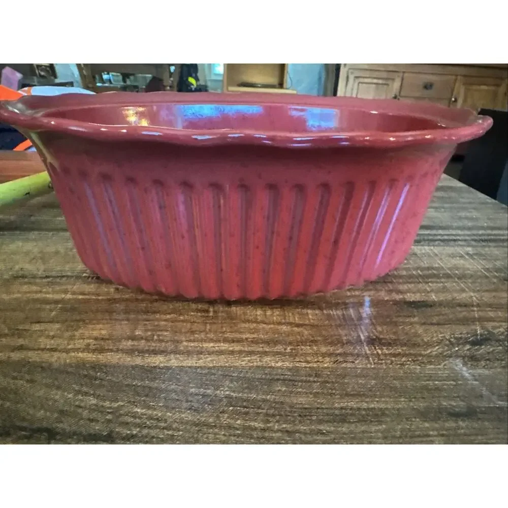 Paula Deen 2.5 Qt Casserole Dish Speckled Burgandy Scalloped Ribbed